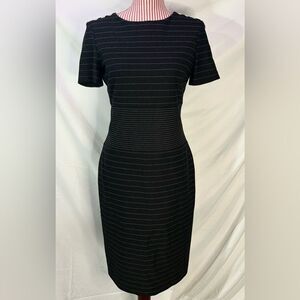 Ralph Lauren Black Dress Sheath Pinstripe Chic Classic Elegant Short Sleeve Sz 4